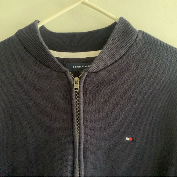 Tommy Hilfiger navy blue zip cardigan size large - Picture 2 of 4